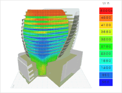 'ECOTECT Analysis 2010'프로그램 일사량 시뮬레이션 예시