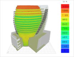 'ECOTECT Analysis 2010'프로그램 일사량 시뮬레이션 예시